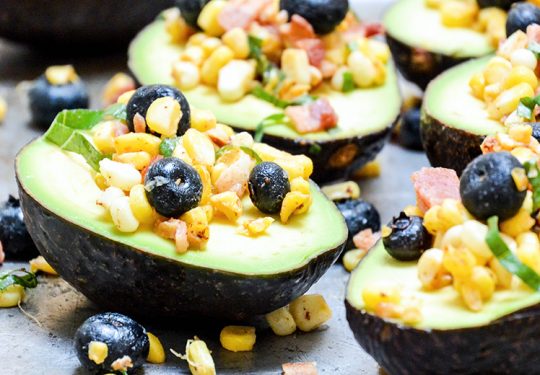 Avocados with Bacon, Corn and Blueberry Salsa – Floating Kitchen
