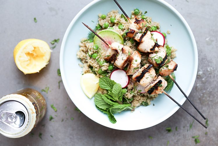 Beer-Marinated Grilled Chicken Skewers with Spring Quinoa Salad ...