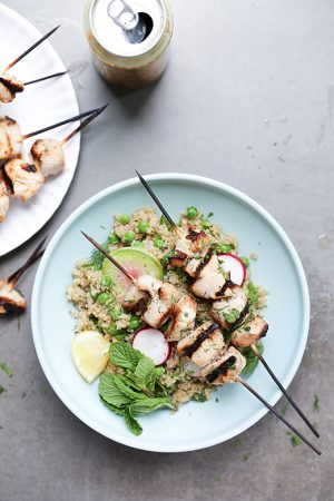 Beer-Marinated Grilled Chicken Skewers with Spring Quinoa Salad ...