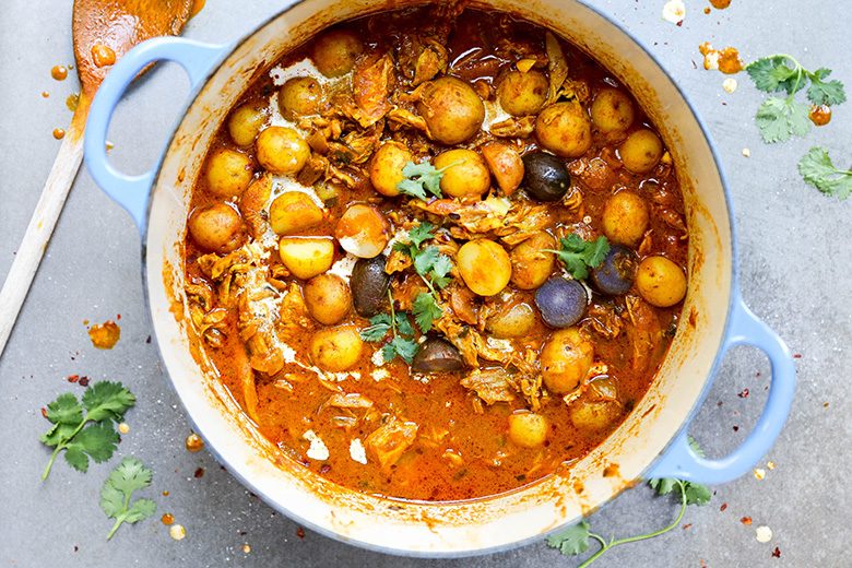 Indian Chicken and Potato Stew with Garam Masala Tomato 