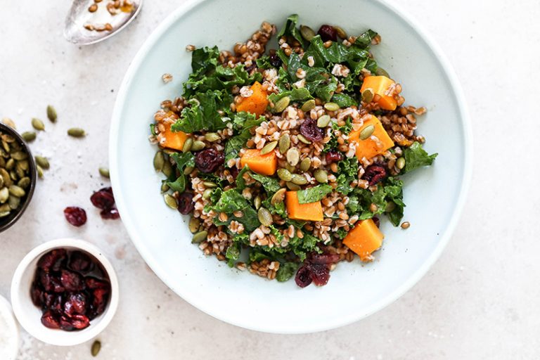 Wheat Berry Salad With Whiskey-soaked Cranberries, Kale And Roasted 