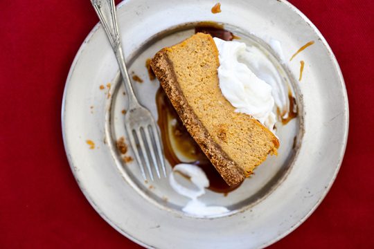 Small Batch Pumpkin Pie Cheesecake with Bourbon Whipped Cream | www.floatingkitchen.net