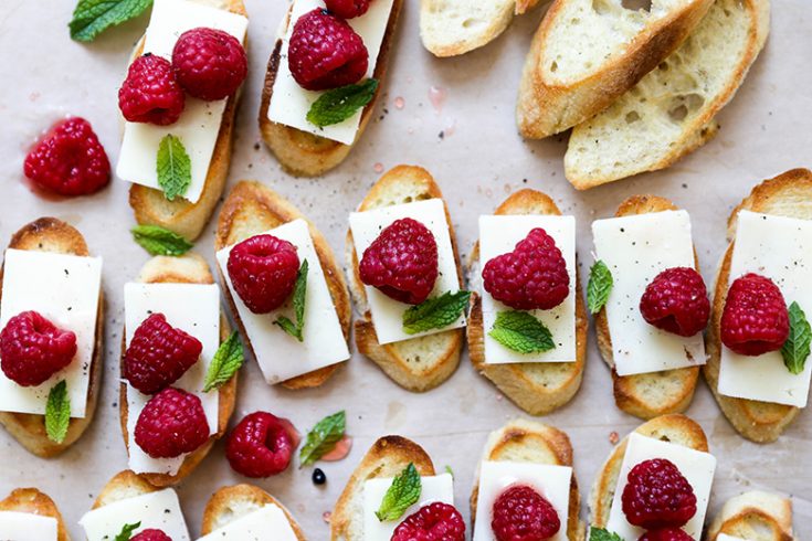 Pickled Raspberry Crostini with Sharp Cheddar and Mint – Floating Kitchen