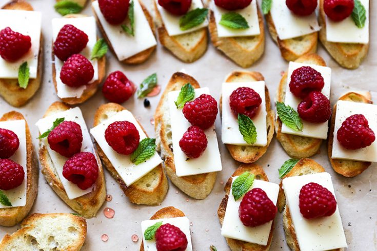 Pickled Raspberry Crostini with Sharp Cheddar and Mint – Floating Kitchen