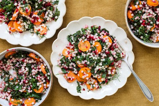 Wilted Kale and Couscous Salad with Carrots and Cranberries | www.floatingkitchen.net