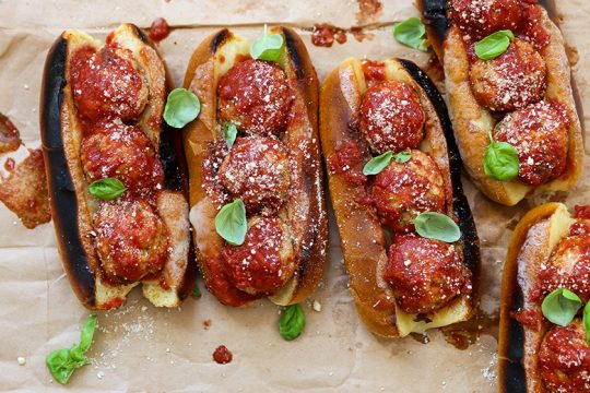 Chicken Parmesan Meatball Subs | www.floatingkitchen.net