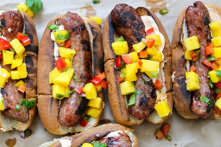 Grilled Sausages with Mango Salsa