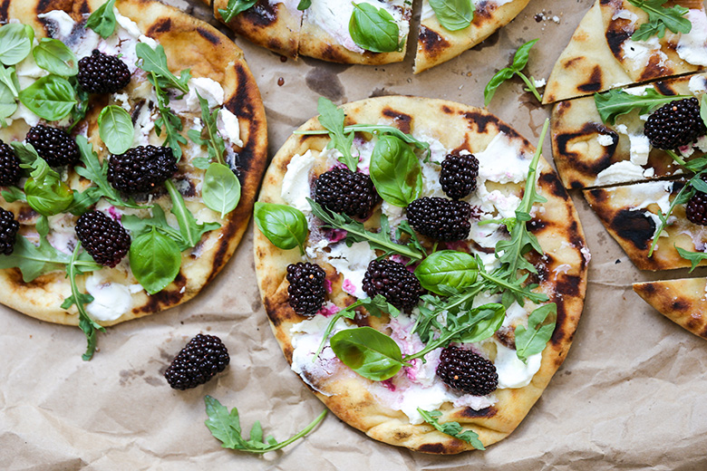 Quick Pickled Blackberry and Goat Cheese Flatbreads | www.floatingkitchen.net