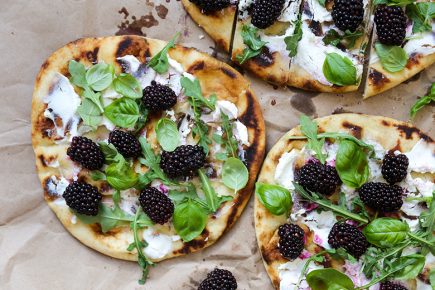 Quick Pickled Blackberry and Goat Cheese Flatbreads | www.floatingkitchen.net