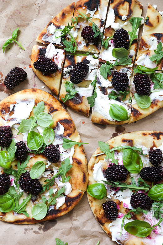 Quick Pickled Blackberry and Goat Cheese Flatbreads | www.floatingkitchen.net