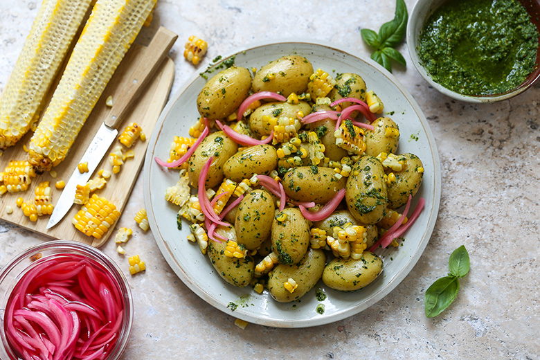 Pesto Potato and Corn Salad | www.floatingkitchen.net