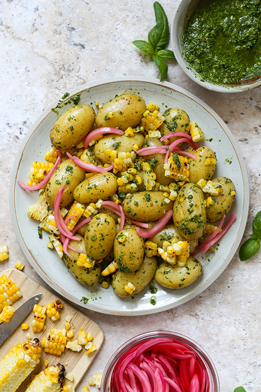 Pesto Potato and Corn Salad | www.floatingkitchen.net