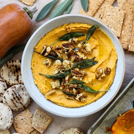 Honeynut Squash Hummus with Sizzled Walnuts and Sage | www.floatingkitchen.net