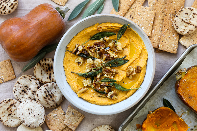 Honeynut Squash Hummus with Sizzled Walnuts and Sage | www.floatingkitchen.net